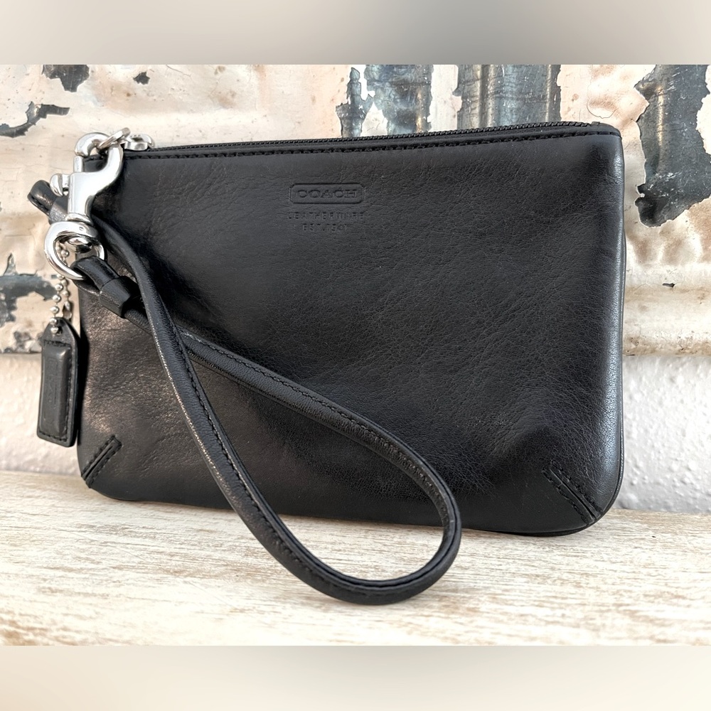 Coach Black Leather Wristlet